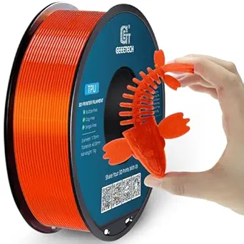 Geeetech TPU Filament 1.75mm, Shore 95A – Flexible 3D Printer Filament with High Elasticity, 1KG (2.2lbs) Spool, Dimensional Accuracy ±0.03mm, Fits Most FDM Printersl, Clear Orange