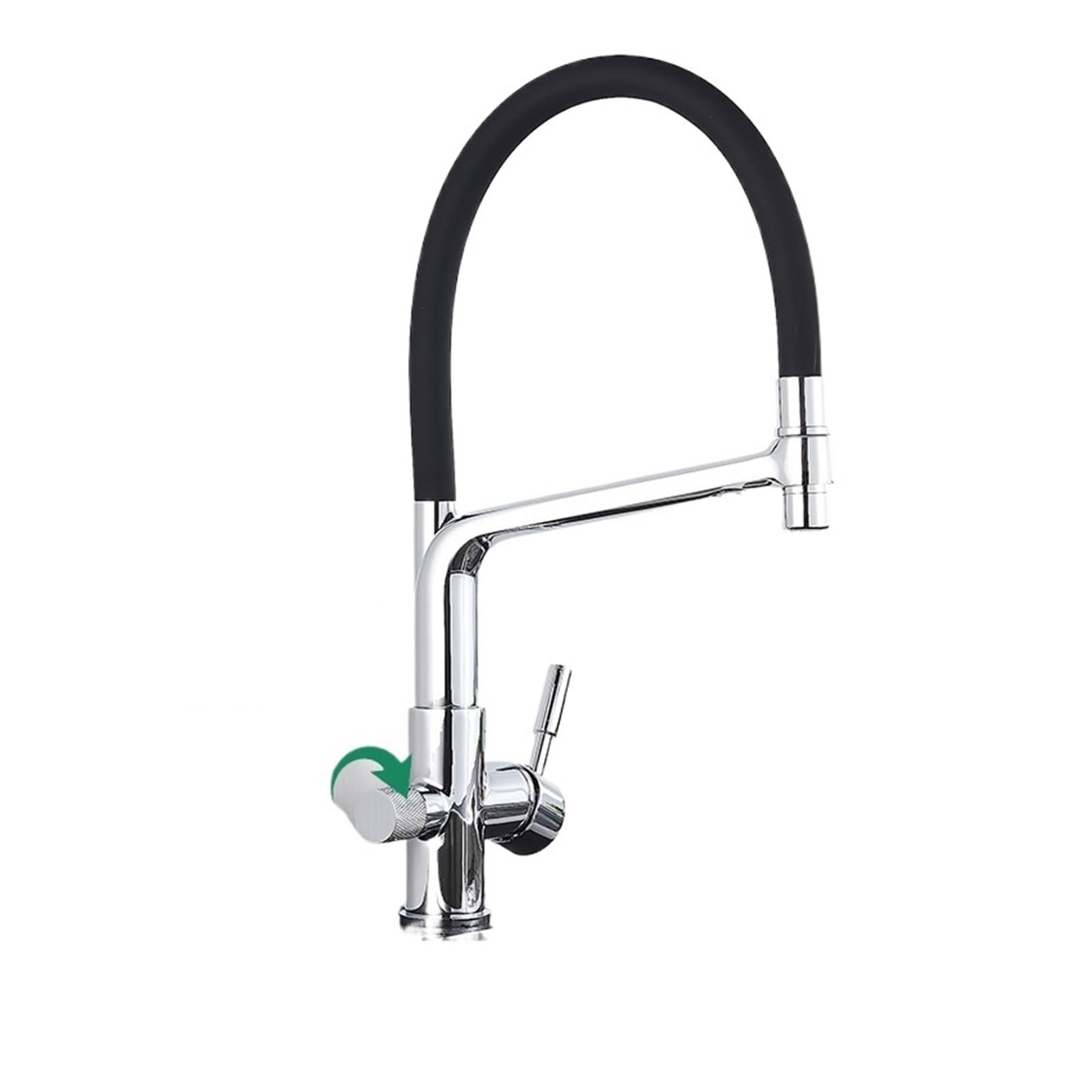 Filter Kitchen Faucet Brushed Gold 360 Swivel Pure Water Faucets for Kitchen Black Pull Down Purification Water Mixer Tap(Chrome B)