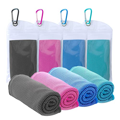 SZELAM Kühlendes Handtuch,EIS-Handtuch,4 Packungen weiches, atmungsaktives,kühles Handtuch,Mikrofaser-Handtuch für Yoga, Fitnessstudio,Training,Sport,Fitness,Laufen,Camping,Wandern(40' x 12')