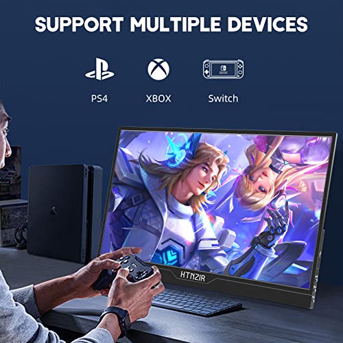 15,6 Zoll Tragbarer Monitor Touchscreen,FHD Display 1920x1080 Laptop Monitor USBC HDMI IPS Display Kickstand &Lautsprecher,HDR Plug&Play Externer Monitor für Laptop PC Telefon Mac Xbox PS5/PS4 Switch – Bild 6