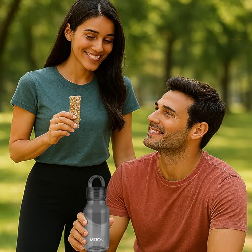 Image of MILTON Fashion 500 Pet water bottle, 430 ml|Tritan Plastic|Leak-Proof, BPA-Free, Sturdy Handle|Reusable Water bottle for fridge|Perfect for Office, Travel, Gym Tumbler Bottle for Men and Women, Black