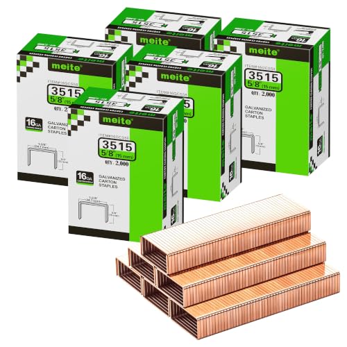meite Carton Closing Staples 1-3/8" Wide Crown 5/8" Leg 2,000PCS x 5 Boxes