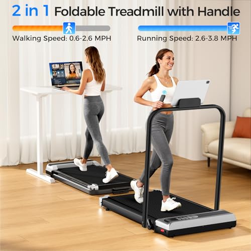 AoraPulse Portable Foldable Treadmills for Home, Small Folding Treadmill for Home Office with 300 LBS Capacity, Walking Running Exercise Electric Compact Treadmill with LED Display