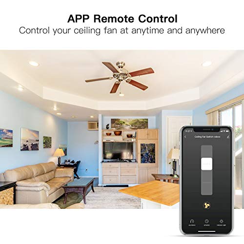 Image of TREATLIFE Smart Fan Switch, 4 Speed Fan Switch for Ceiling Fan, Neutral Wire Required, 2.4GHz WiFi Smart Ceiling Fan Control Works with Alexa, Google Home, Remote Control, Schedule, No Hub Required
