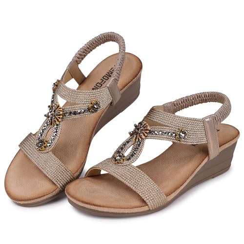 TEMOFON Womens Sandals Wedge Low: Wedge Sandal Women Dressy Summer