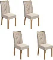 Conjunto 4 Cadeiras Estofadas Apogeu Móveis Lopas Amêndoa Clean/linho Rinzai Bege