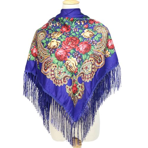 Russian Shawl Russian Style Muffler Warm Scarf with Tassel 43.3"X43.3" Women's Traditional Scarf3