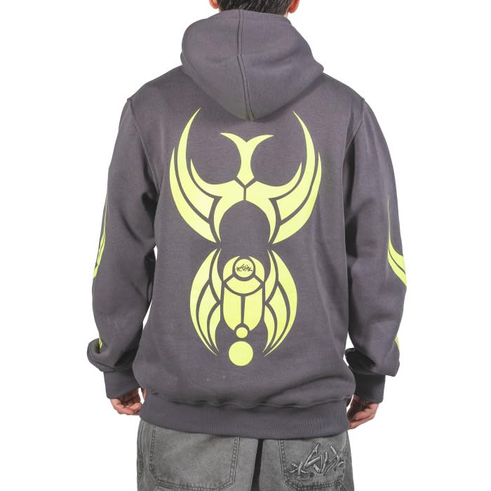 Felpa Uomo con Cappuccio Scarabeo Fluo - Cotone & Poliestere, Stile Hip-Hop
