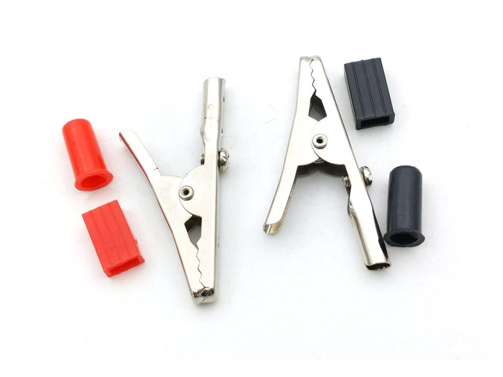 100 Stück solide Krokodilklemme, Klemmverbinder, 55 mm, mit Schraube, Rot und Schwarz