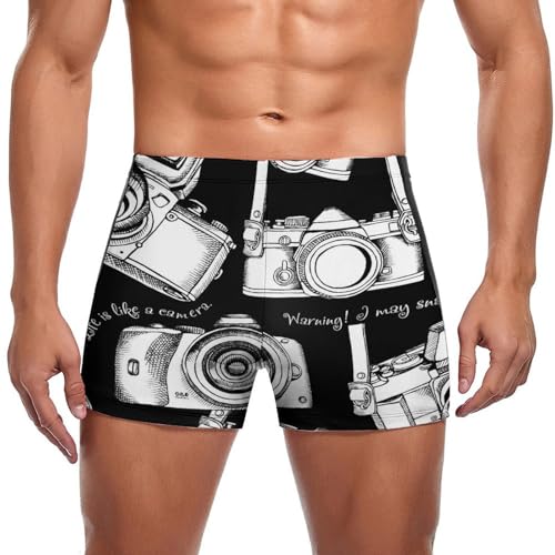 Slip de bain homme imprimé appareil photo pour la natation