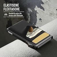 YESIIW Minimalistische Brieftasche-RFID-Schutz-Kartenhalter-Pop up Geldbörse-Schlankes Kartenetui mit Münzfach, Geldbörse Herren Klein Portmonee Slim Wallet for Men Schwarz – Ansicht 6