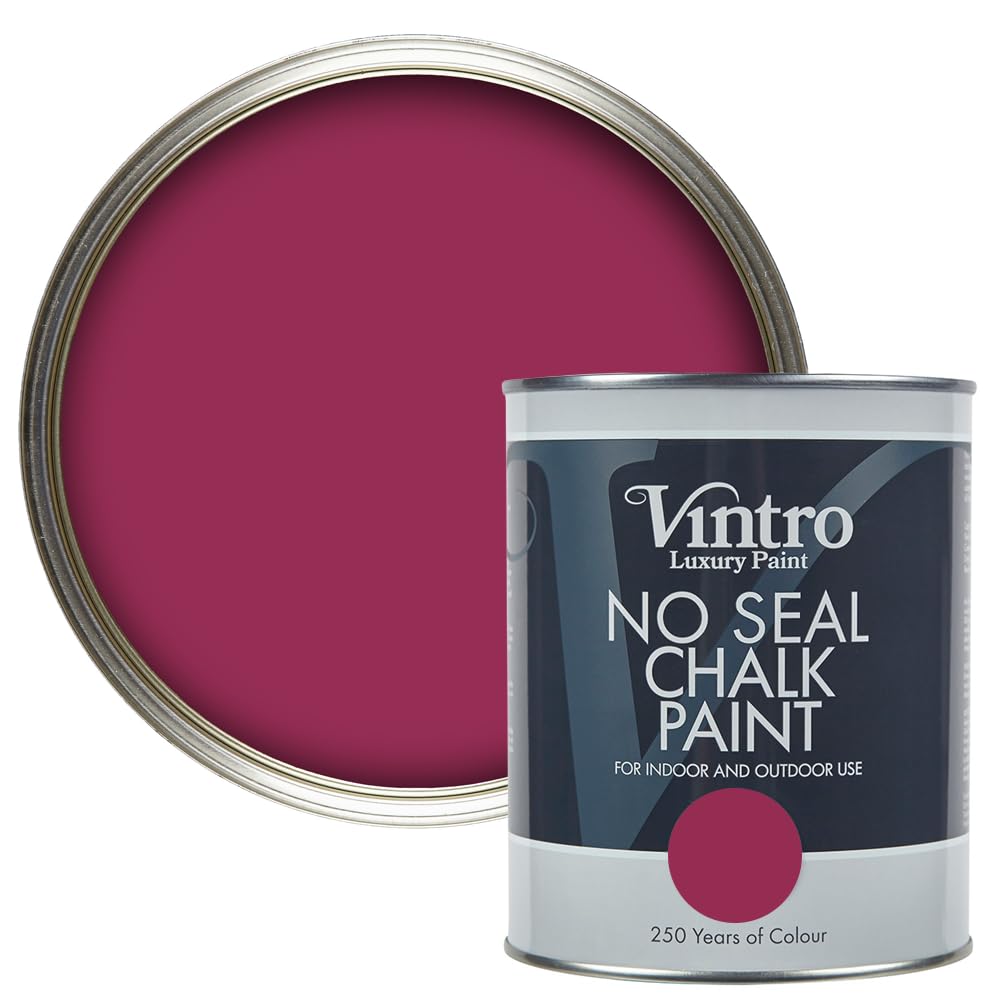 Vintro No Seal Chalk Paint Magenta Interior & Exterior For Furniture Walls Wood Metal 1 Litre (Rosy Raven) from B&Q