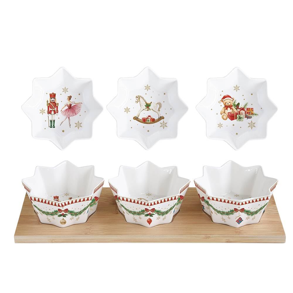 EASY LIFE SET APERITIVO 3 CIOTOLINE SU VASSOIO 34 X 12 CM - MAGIE DE NOEL