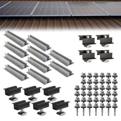 Becker Tech Photovoltaik Trapezblechdach Montageset für 4 Module | Privatkunden Steuersatz 0% | Befestigung Trapezblech Solarmodul Halterung PV Montagesystem Aluminium Modulanordnung:Horizontal