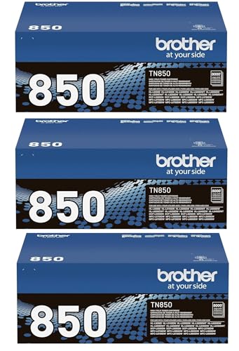 Brother Genuine TN850 3-Pack High Yield Black Toner Cartridge with Approximately 8,000 Page Yield/Cartridge