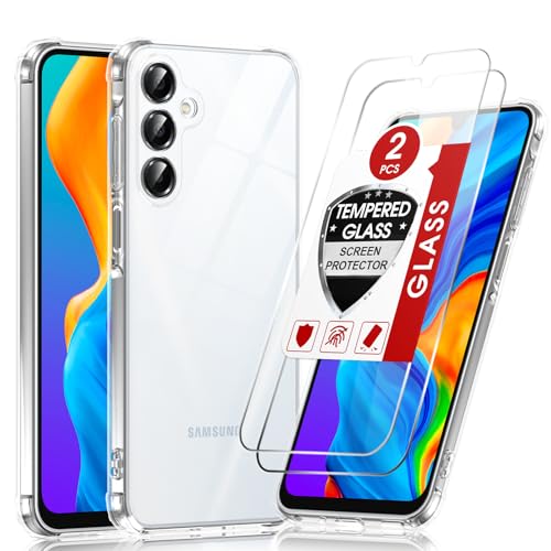 LeYi Funda para Samsung Galaxy A16/A 16 4G/5G con [2-Unidades] Cristal Templado, Carcasa Armor Silicona Soft Skin TPU Case Antigolpes Cover, Transparente
