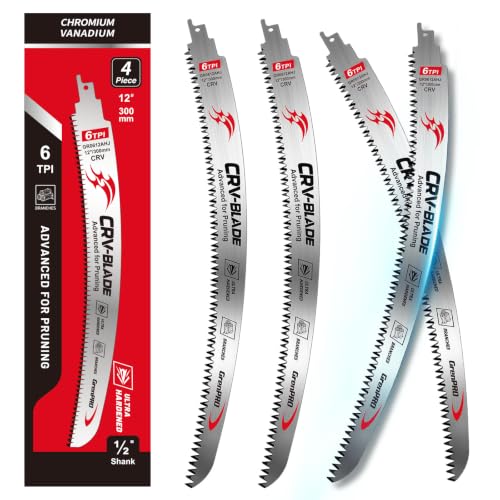 GRENPRO 4-Pack Japanese Teeth Reciprocating Saw Blades, 12' 6TPI