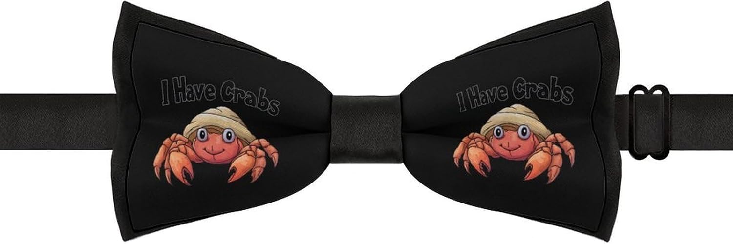 I Have Crabs Hermit Crab Bow Ties for Men Fun Printed Pre Tied Adjustable Bowtie for Party Wedding