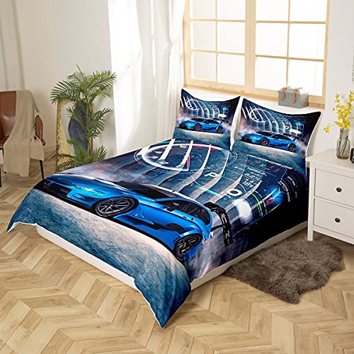 Boys Extreme Sport Bedding Set King Size Race Car Duvet Cover Sets 3 Pieces Girls Speed Sports Car Comforter Cover Soft Microfiber Home Hotel Dorm Room Decor No Comforter Filling - Image 2