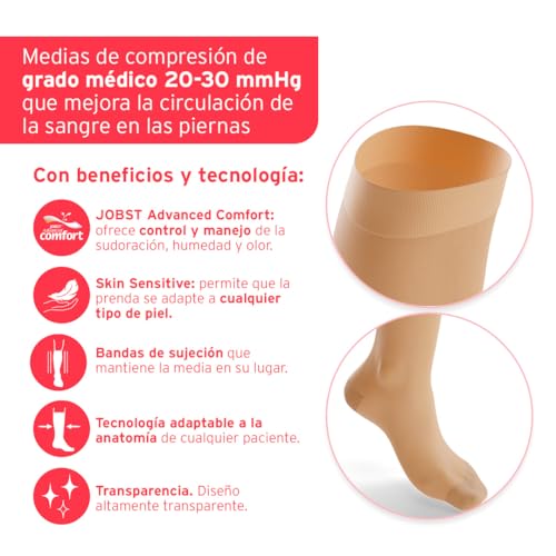 Image of BSN Medical 119544 Jobst Ultra Sheer Compression Stocking, Knee High, 20-30 mmHG, Closed Toe, Large, Honey