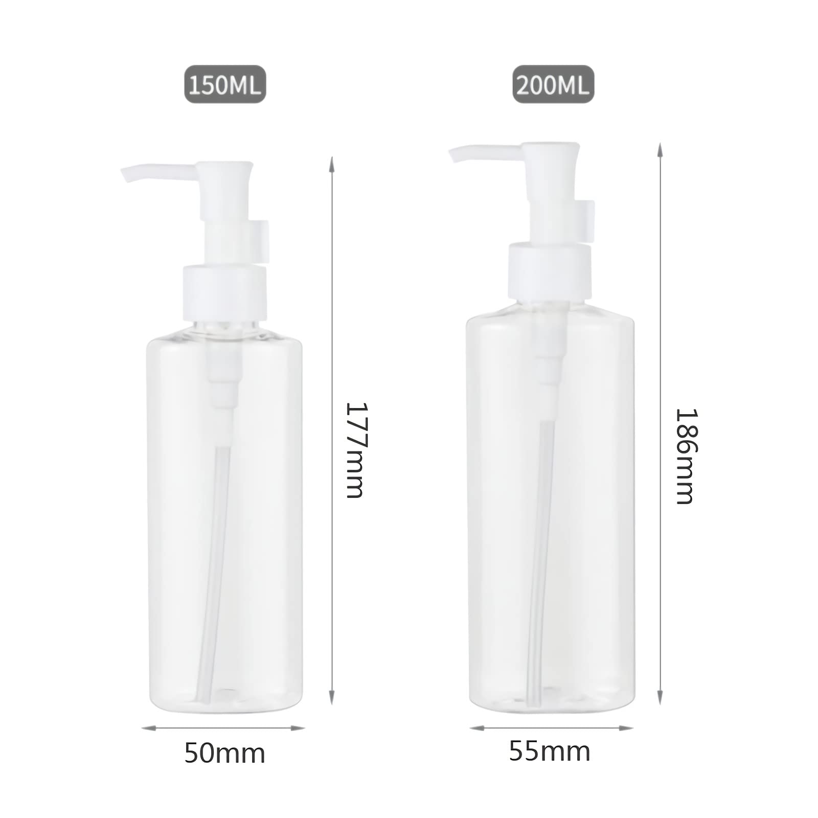 12 Pezzi 50 ml Ovale Trasparente Pet plastica Dispenser Pompa flacone con Pompa per lozione Fai da Te flaconi Bili per Cosmetici Bagno lozione Shampoo Gel con Imbuto (150 ml)