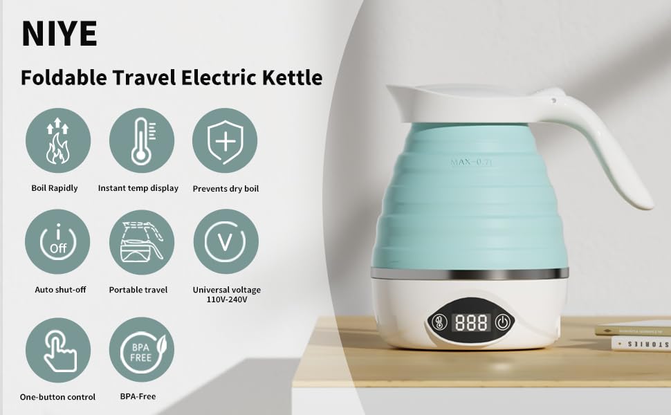 Tetera eléctrica portátil plegable para viaje 850W miniatura 2