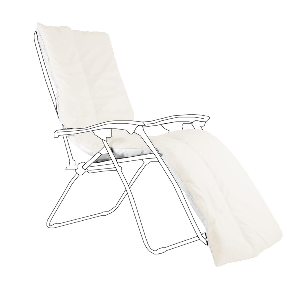 UK Care Direct Zero Gravity Sun Lounger Cushion Set of 1 – Cream Outdoor Recliner Topper 190cm with Thick Cotton Blend Filling & Secure Elastic Straps – Machine Washable Garden Chair Pad