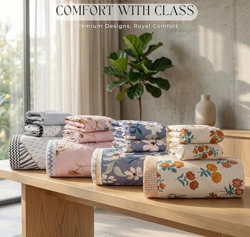 Image of BSB HOME All-Weather Embroidered Ultrasonic Quilted Thread Free 3 Pcs Comforter Set with Pillow Shams- Light Weight Bedspread /Duvet /Quilt - Double, 150 GSM | Sky Blue & White