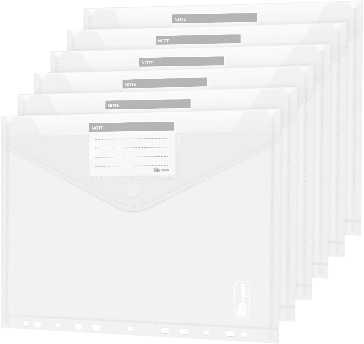 36er Dokumententasche A4 zum Abheften, Dokumentenmappe mit Lochrand & Klettverschluss, Wasserdicht Dokumententaschen für Ordner Organisation, Transparent, Dokumentenhüllen für Schule & Büro, 36 Stück