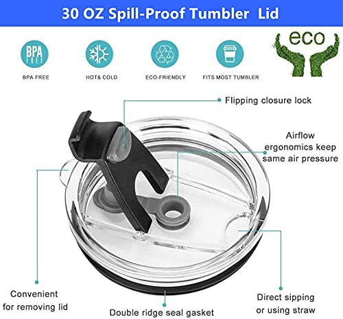 Tumbler Lid For 30 Oz,2 Replacement Lids For 30Oz Stainless Steel Tumbler Travel Cup Yeti,Ozark Trails And More Cooler Cup, Flip-Top Splash Proof (Black, 30 Oz) #TOP3