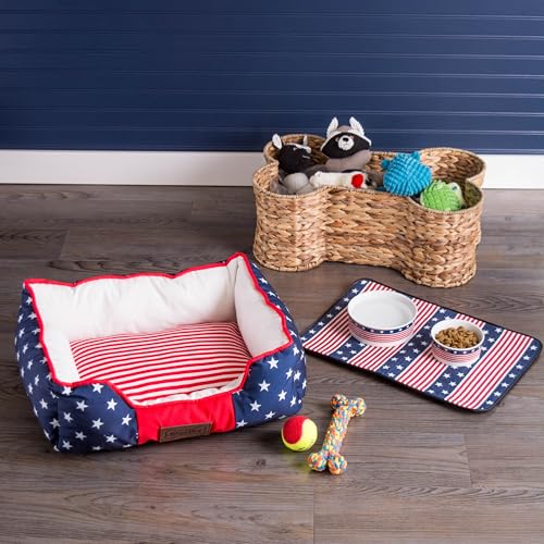 Image of Bone Dry DII Medium Hyacinth Bone Shape Storage Basket, 21x13x8, Pet Organizer Bin for Home Decor, Pet Toy, Blankets, Leashes and Food