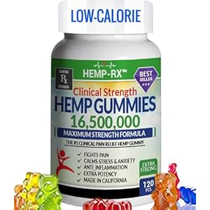 Gummies for Pain, Anxiety, Sleep, Stress – 120 Pieces, Low Calorie – 16,500,000 Extra Strength – Gummy Supplement – Omega 3, 6, 9