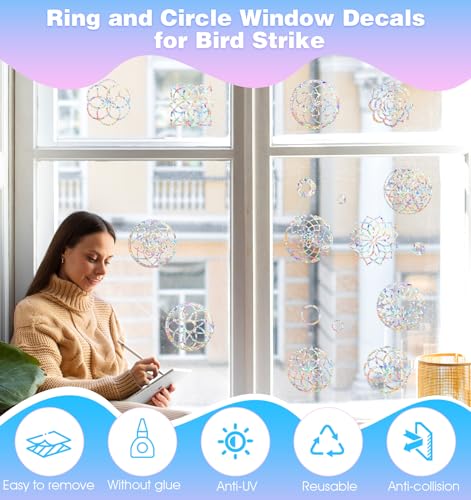 Image of Rainbow Window Stickers, 18 Pcs Prism Window Cling for Windows Bird Deterrent, Sun Catcher Sticker (2 Sheets)