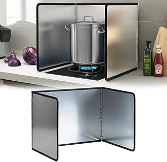 3 Sided Splatter Guard,Foldable Stainless Steel Oil Splatter Screens for Frying,Oil Splash Insulation Board,Nonstick Oil Splatter Guard Stove Insulation Board(L: 15" x W: 11.4" x H: 12")