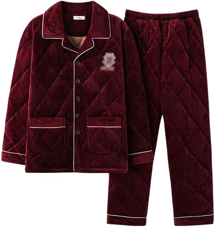 Red Pajamas Quilted Winter Home Clothes Casual Men's Cotton Suit Men