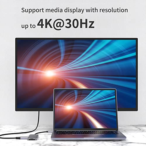 Image of Vaku Luxos USB Hub Type C SENTINEL 7IN1 multiport USB 2.0 /3.0 High-Speed Adapter connector (5GBPS) data transfer Converter Extension, 4K HDMI, SD /TF Card Reader docking station USB A Port Compatible with Macbook Air Pro (M1, M2 etc), iPad Pro Air, Laptop, and Other Type C Mobile & Devices