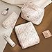 uekeboag Quilted Cotton Makeup Bag,Coquette Quilted Toiletry Bag for Women and Girls,Floral Coquette Pouch,Cute Kawaii Travel Cosmetic Bags(03 Pink Flower)