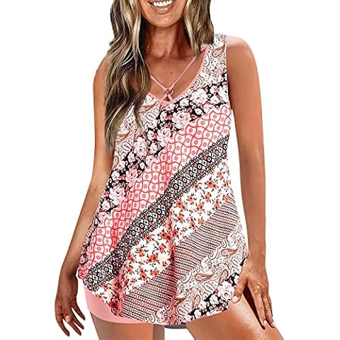 Women’s Soft Elastic Tribal Printed Tankini Set Cover