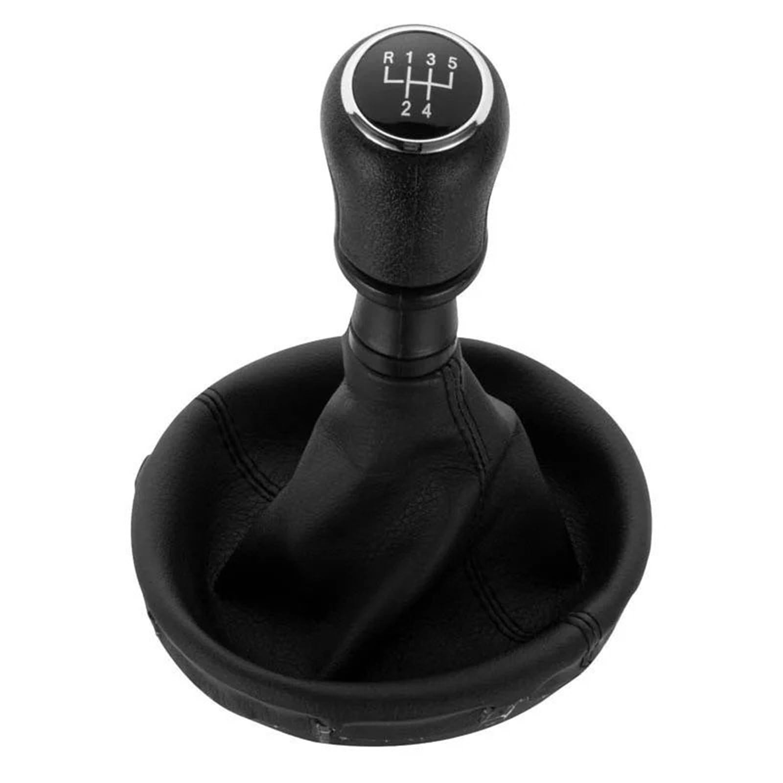 Jxewmtmc Black 5 Speed For Vw For Transporter T5 T5.1 Gp 2004-2011 Car 6 Speed Gear Stick Shift Knob Leather Boot Gear Stick Shift Cover(Black 5 Speed)