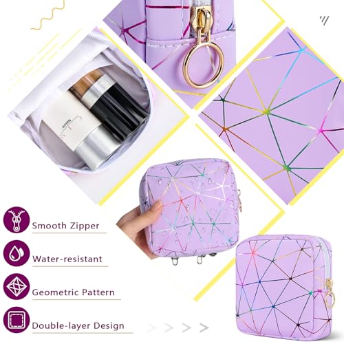 Image of Likesing Period Bag Pouch, Leather Tampon Holder for Purse-Purple | PU Period Pouches for Teen Girls, Women Portable Sanitary Napkin Storage Bag, Feminine Sanitary Bags Emergency Pad Pouch