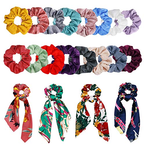 20pcs Hair Scrunchies Satin Silk Elastic Hair Bands Hair Scarf Ponytail Holder Scrunchy Ties Vintage Accessories for Women Girls