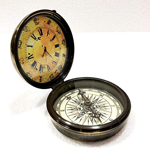 Brújula Náutica de Bolsillo Analógica de Latón 3" miniatura 4