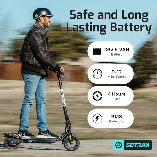Gotrax Electric Scooter for Adults, Max 12 Mile Range & 15.5Mph by 250W Motor, 8.5″ Front Air & Rear Solid Tires, Max Load 220lbs & Big Display with Cruise Control, Foldable EScooter EABS & Drum Brake