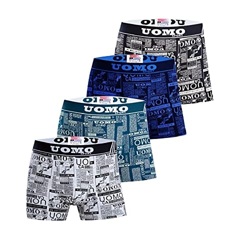 Men’s Boxer Briefs UOMO Underwear with Premium Cotton Large Y Front - 4-Pack Multicoloured Italian Design Ultra Soft (5099, L, l) Cover