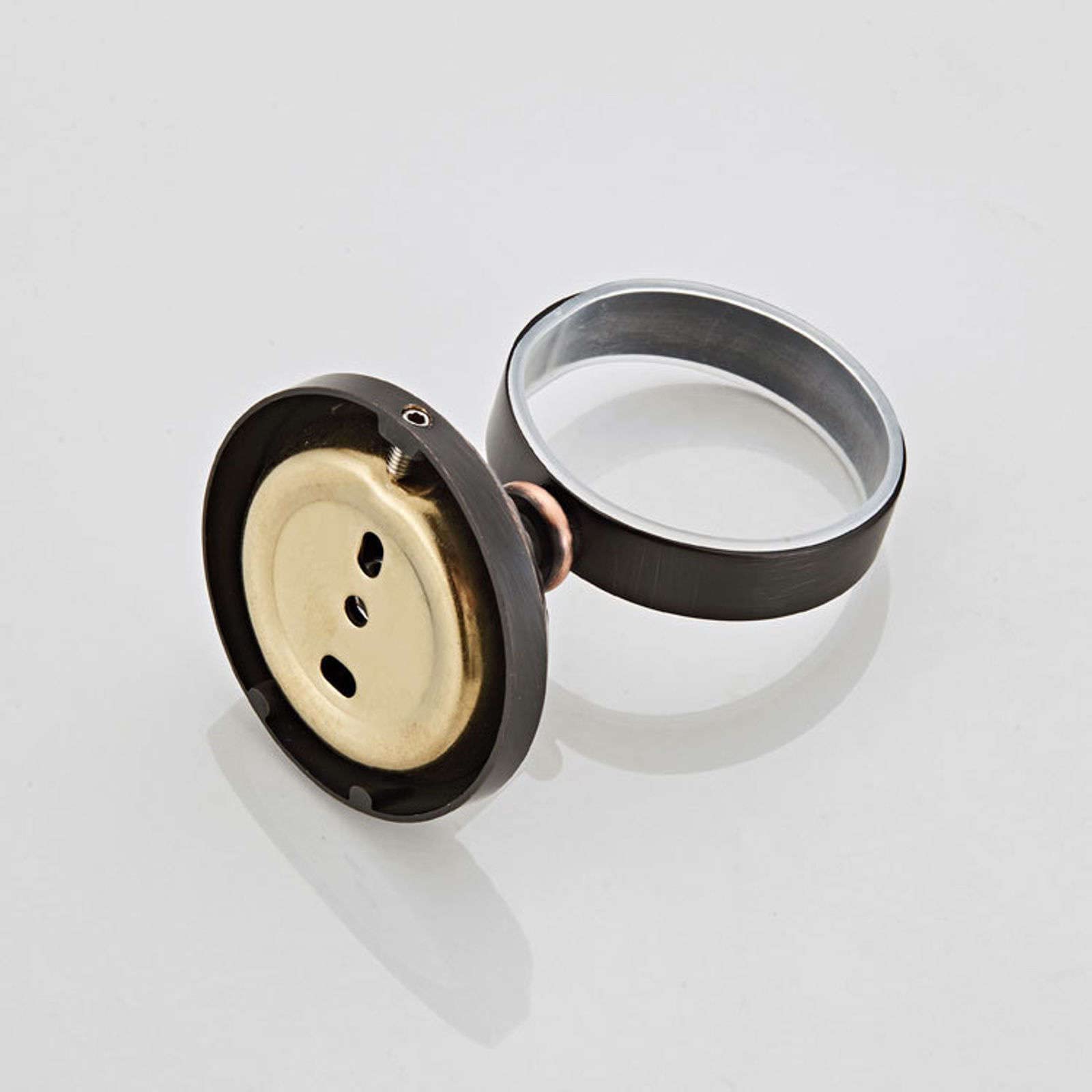 Jabonera para Colgar en la Pared Jabonera Ovalada con Plato de cerámica, Negro Mate, latón Antiguo, Euro, Retro, baño, Cocina(Round)