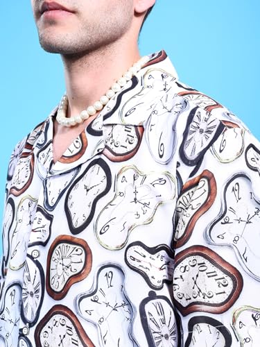 Image of The Indian Garage Co Men Cotton Oversized Vintage Half Sleeves Cuban Collar Street Wear Shirt