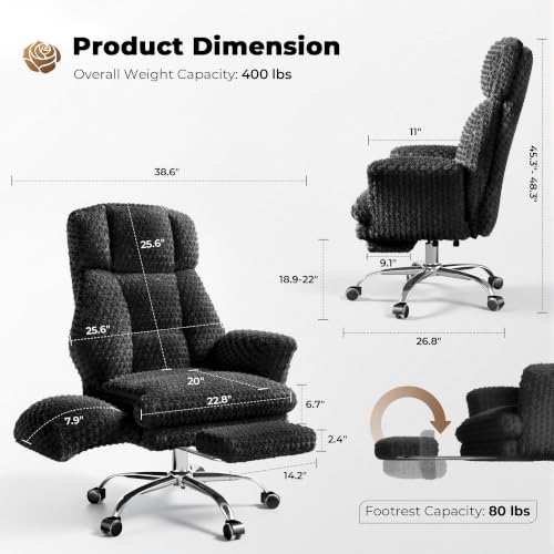 Image of Big and Tall Office Chair, Flip Armrests for Pets & Cross Legged Sitting