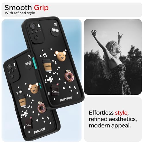 Image of Pikkme Back Cover for Redmi Note 10 / Note 10s / Note 11 SE | Cute Fun Cartoon 3D Bear Silicone Full Body Protection Bumper Cover (Black)