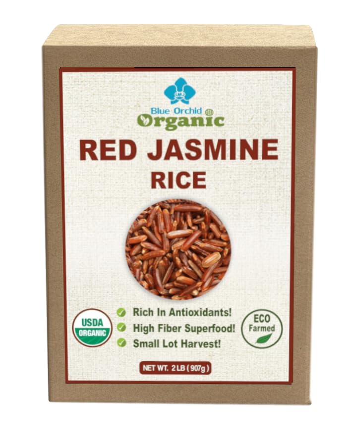 Organic Thai Red Jasmine Rice - Gluten Free - Preservative Free - Small Lot Farmed from Thailand - 2 LB