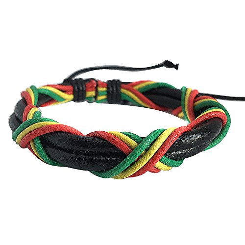 Rasta Reggae Red Yellow Green Braided Friendship Surfer Retro Hemp Bracelet